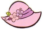 Red Hat Society Licensed Pin, Round Top Pink Hat w/Violets
